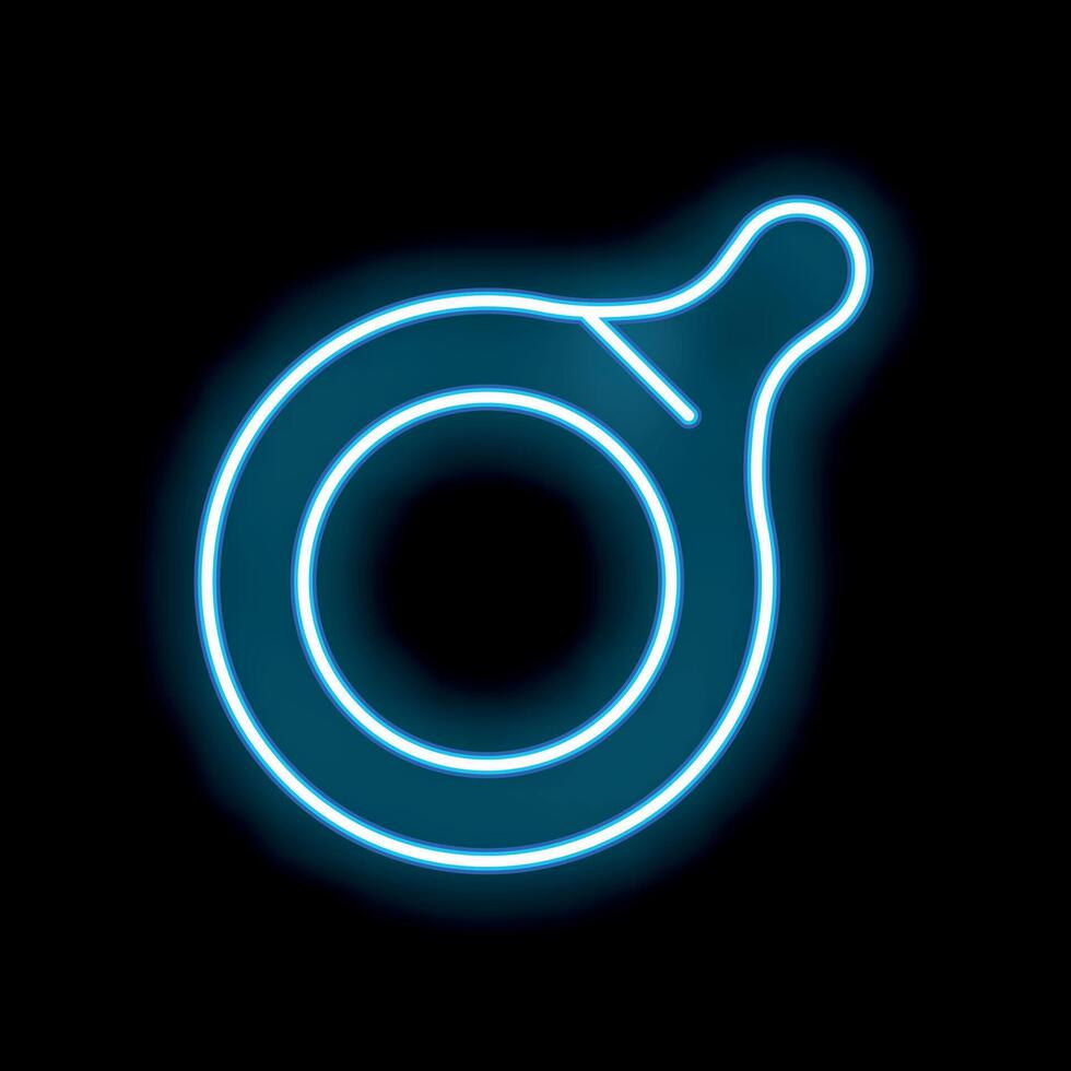 Blue neon sign showing a baby pacifier icon on black background vector
