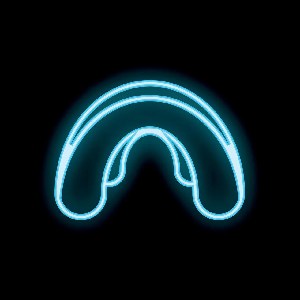 Neon travel pillow glowing on a black background vector