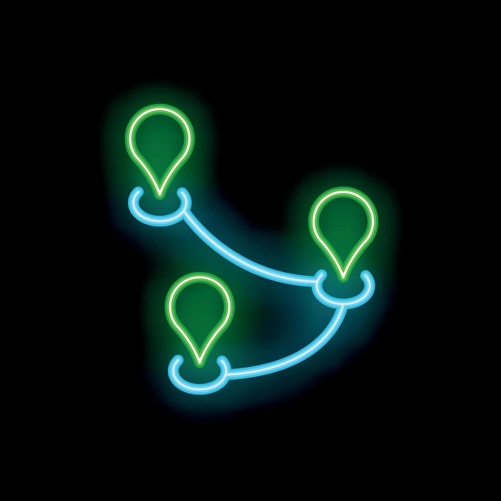 Bright neon route is glowing on a black background vector