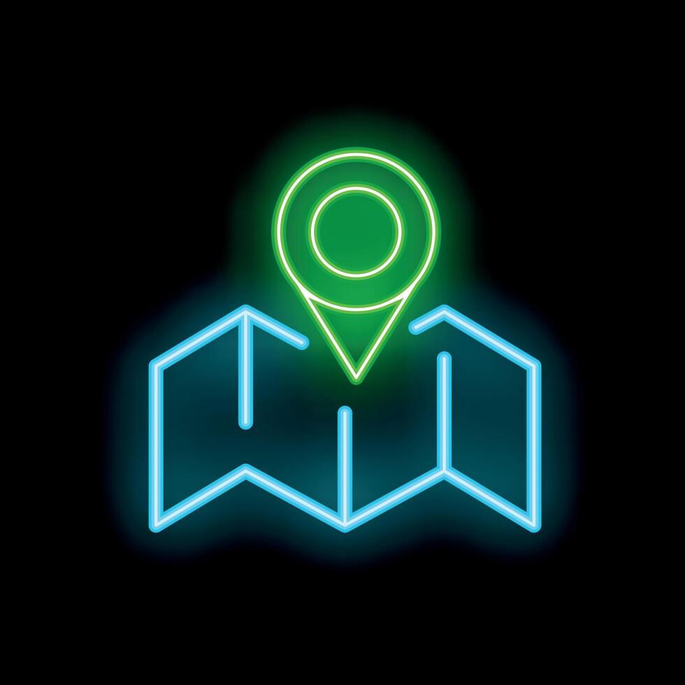 Neon green pin showing location on a city map vector