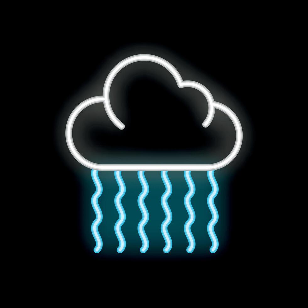 Bright neon sign of raining cloud on black background vector