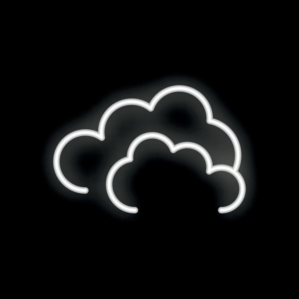 White neon sign showing clouds on black background vector