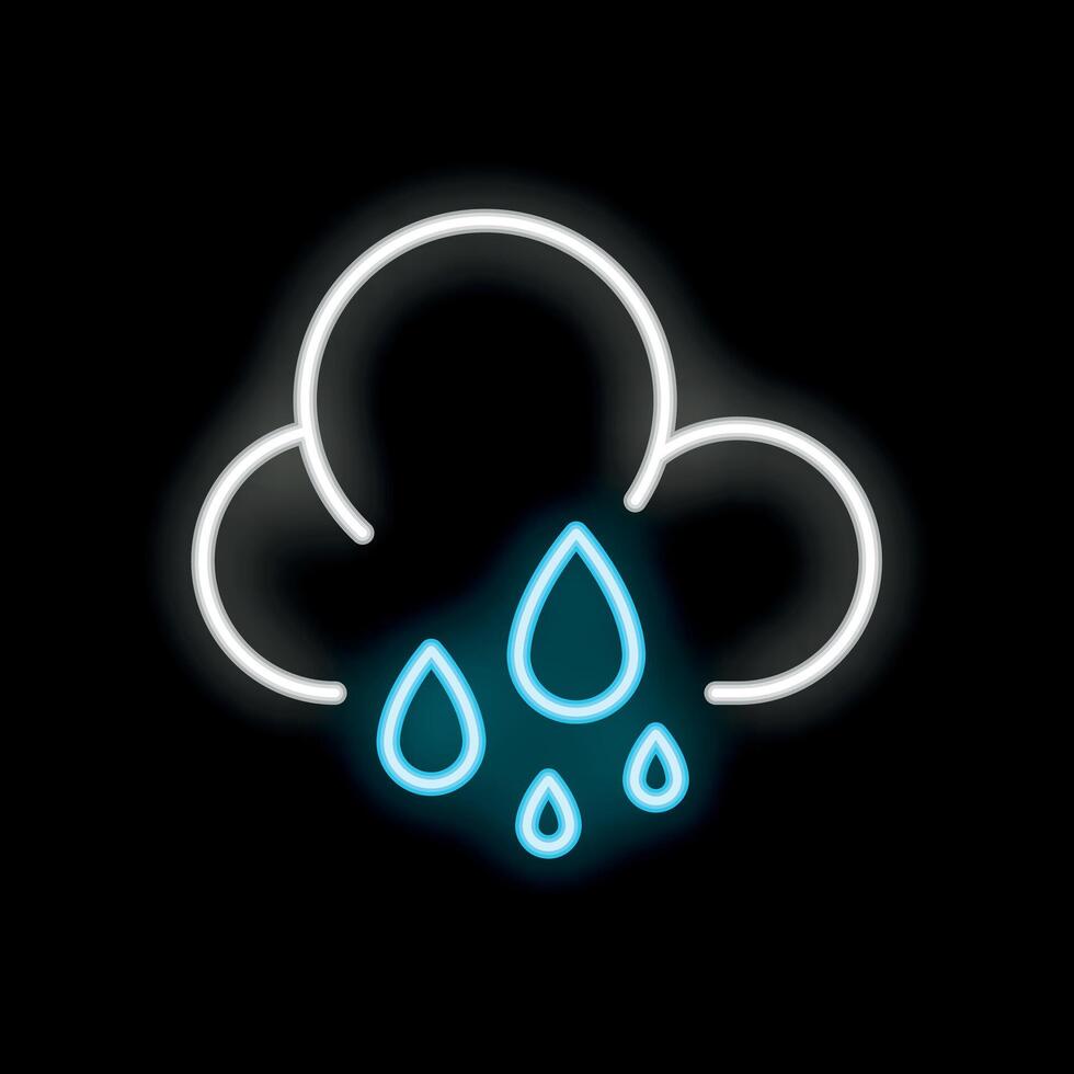 Neon sign depicting rain cloud on black background vector