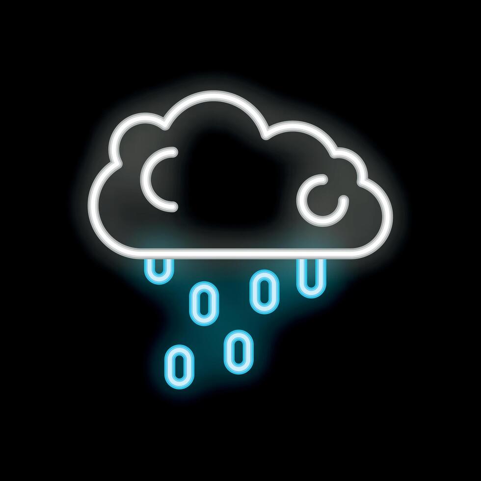 Neon style icon of cloud raining showing storm vector