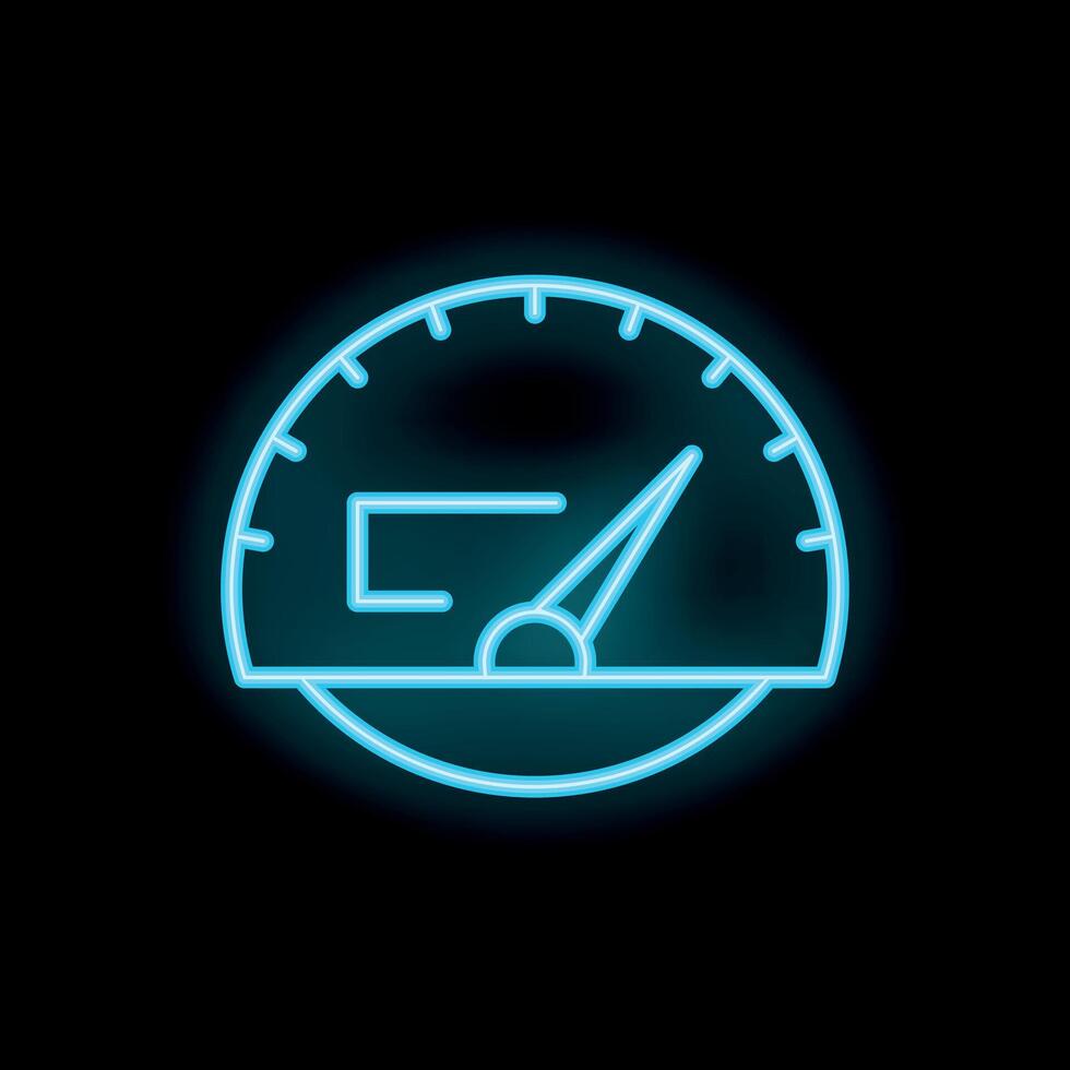 Neon blue speedometer showing progress on black background vector