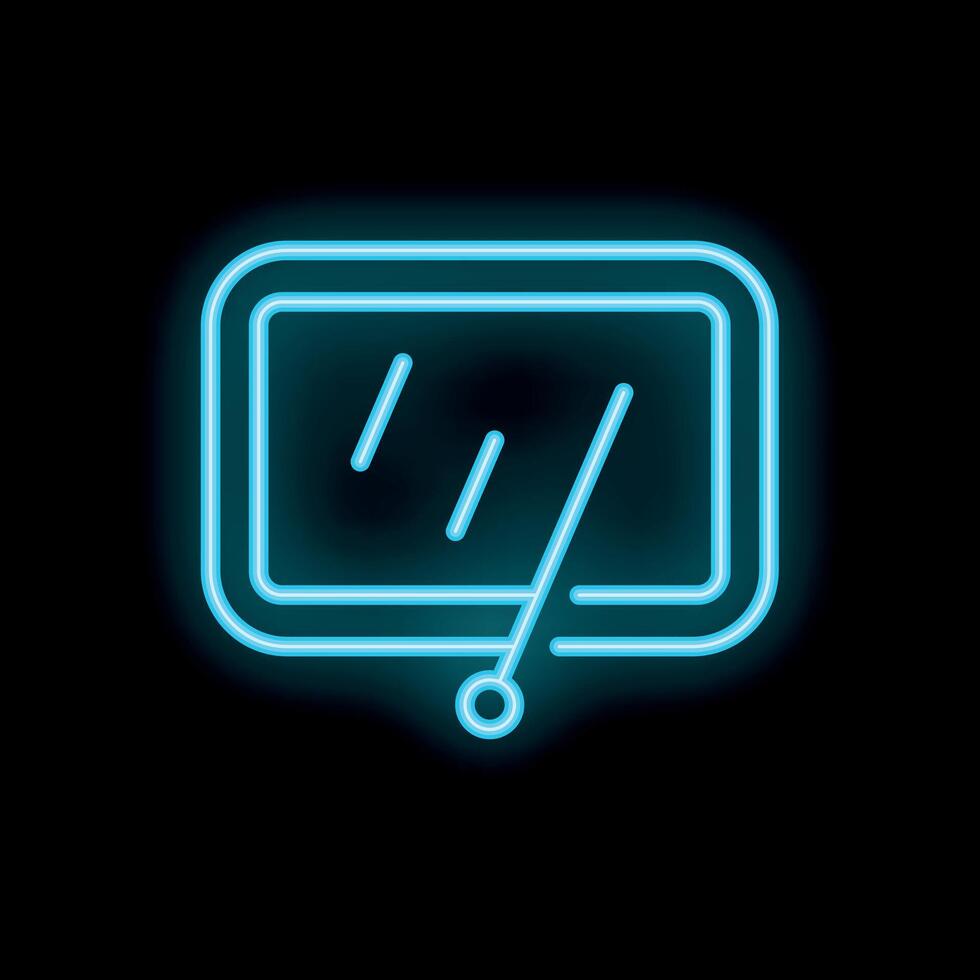 Neon icon of car windshield wiper cleaning rain drops vector