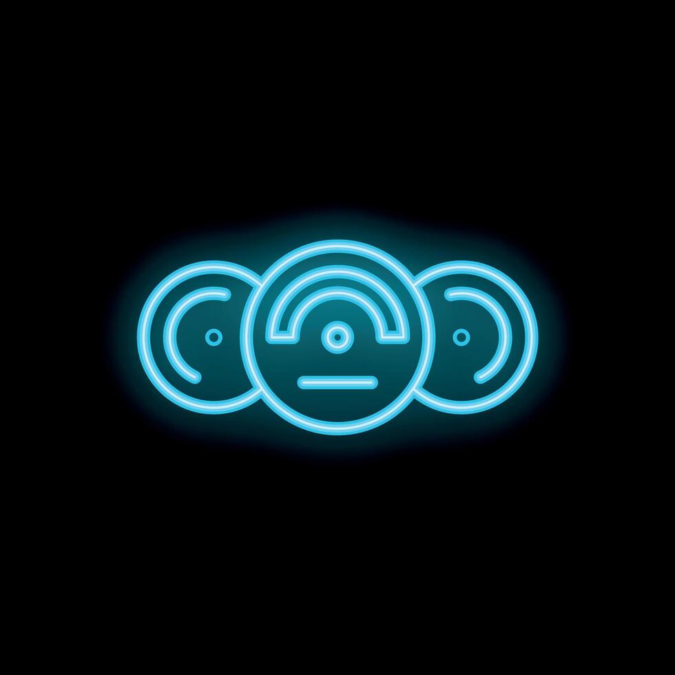 Neon icon of three disks representing database storage system vector