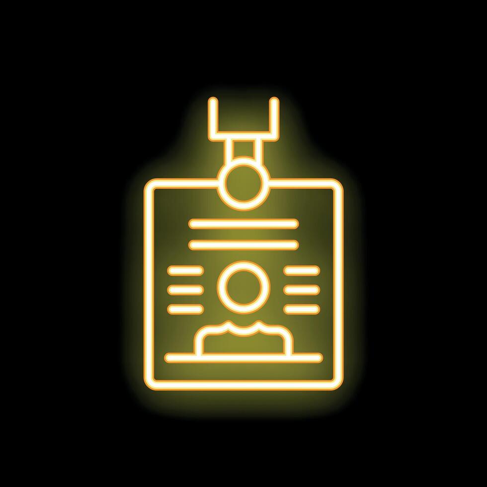 Glowing neon line id card icon isolated on black background illustration vector