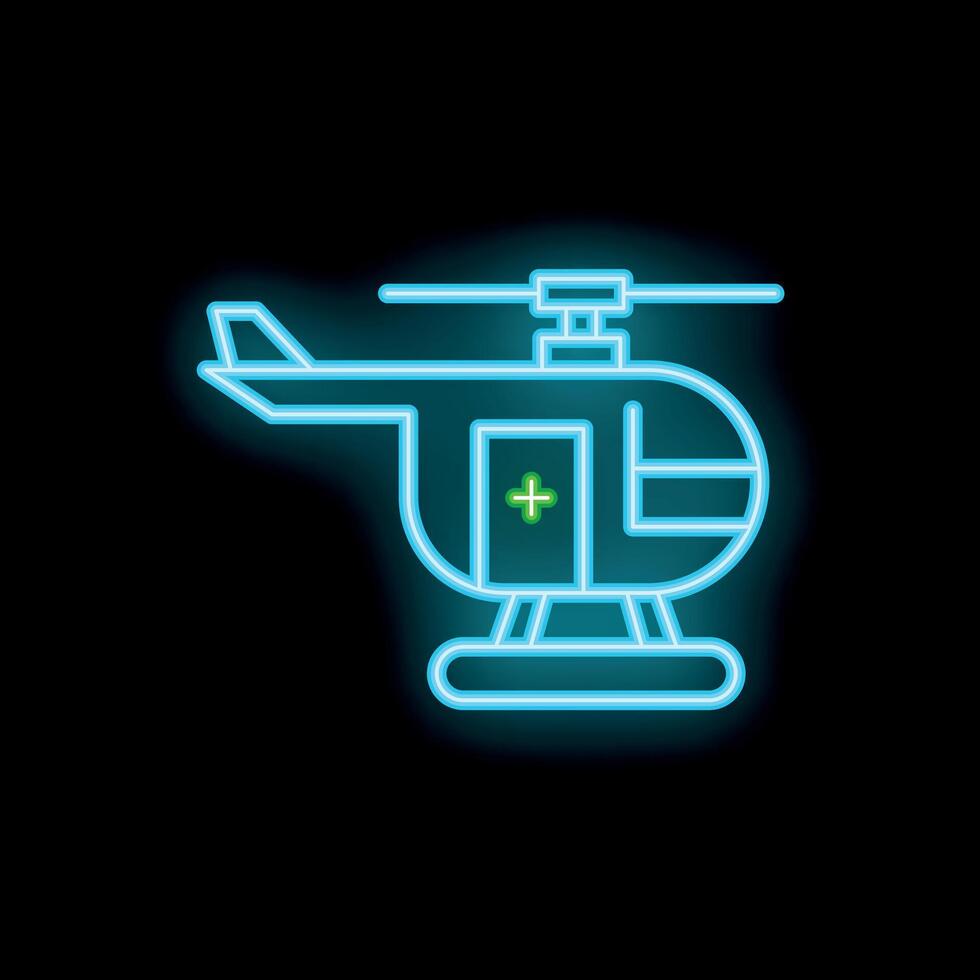 Neon icon of medical helicopter transporting patient vector