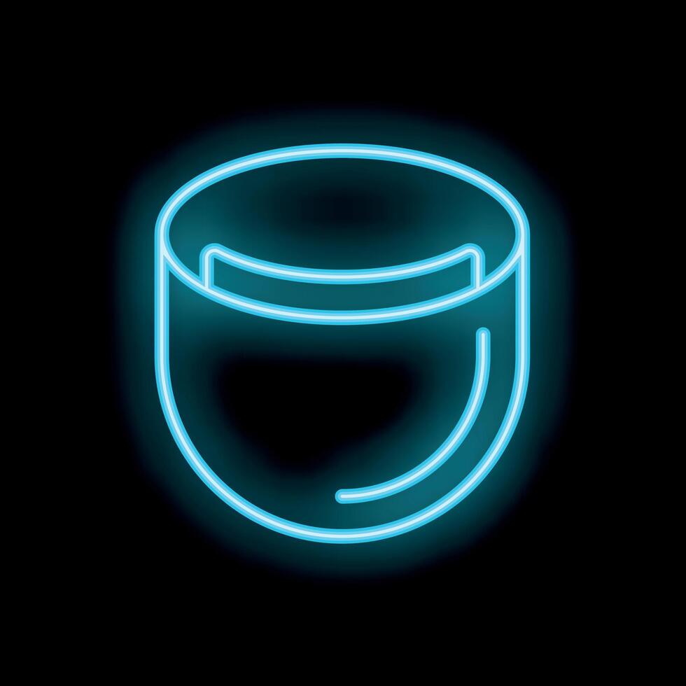 Blue neon sign of empty glass tumbler on black background vector