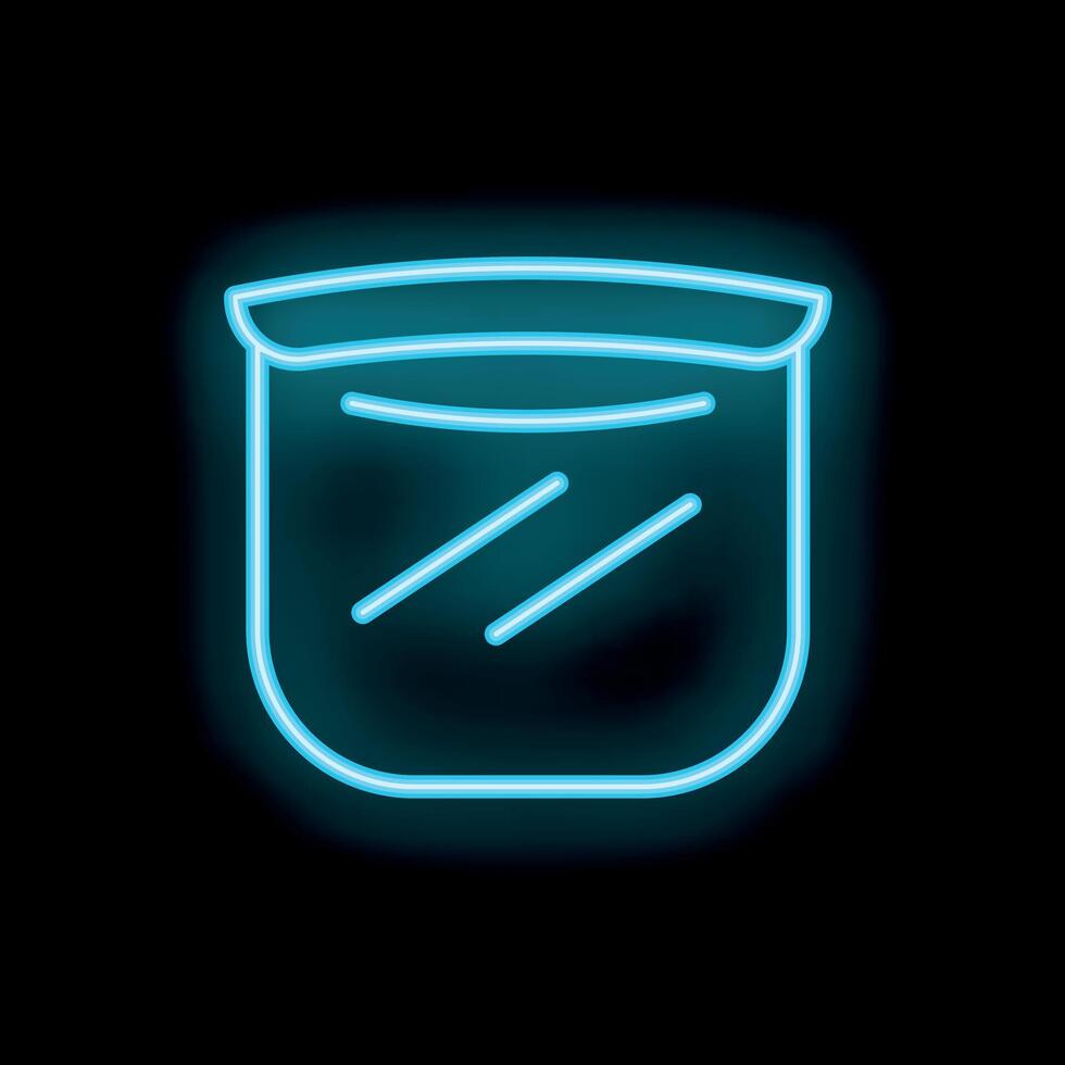 Neon icon of reusable silicone food bag glowing on black background vector