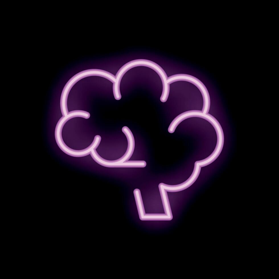 Glowing neon brain icon representing thinking process vector