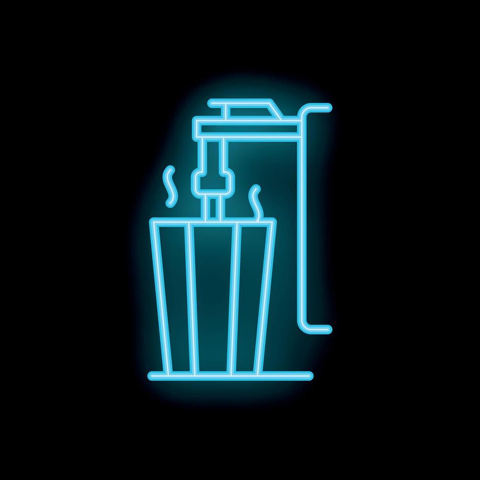 Neon sign of automatic water cooler with plastic cup for office vector