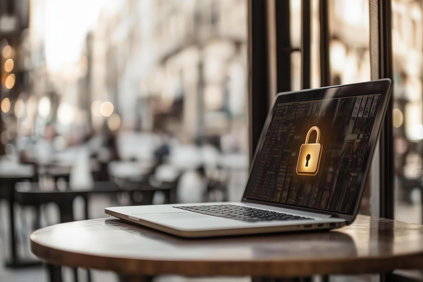 Cybersecurity Awareness Highlighted Through a Secure Laptop Display photo