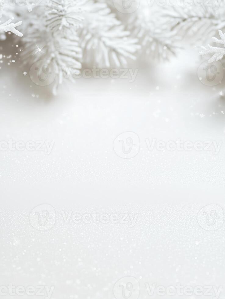 Christmas background with snowflakes and fir branches photo