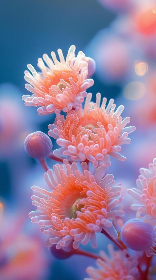Beautiful pink flowers with delicate petals blooming in a vibrant garden during springtime photo