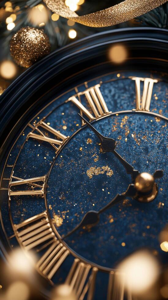 Intricate antique clock with ornate details and a golden finish captured in soft lighting photo