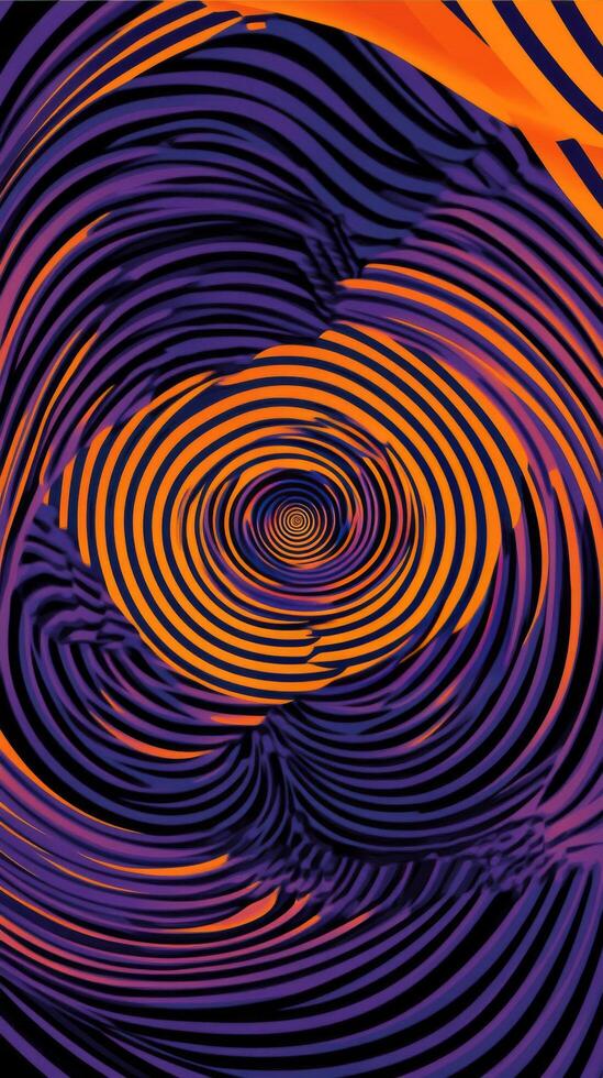Swirling orange and purple concentric circles creating an abstract pattern at night photo