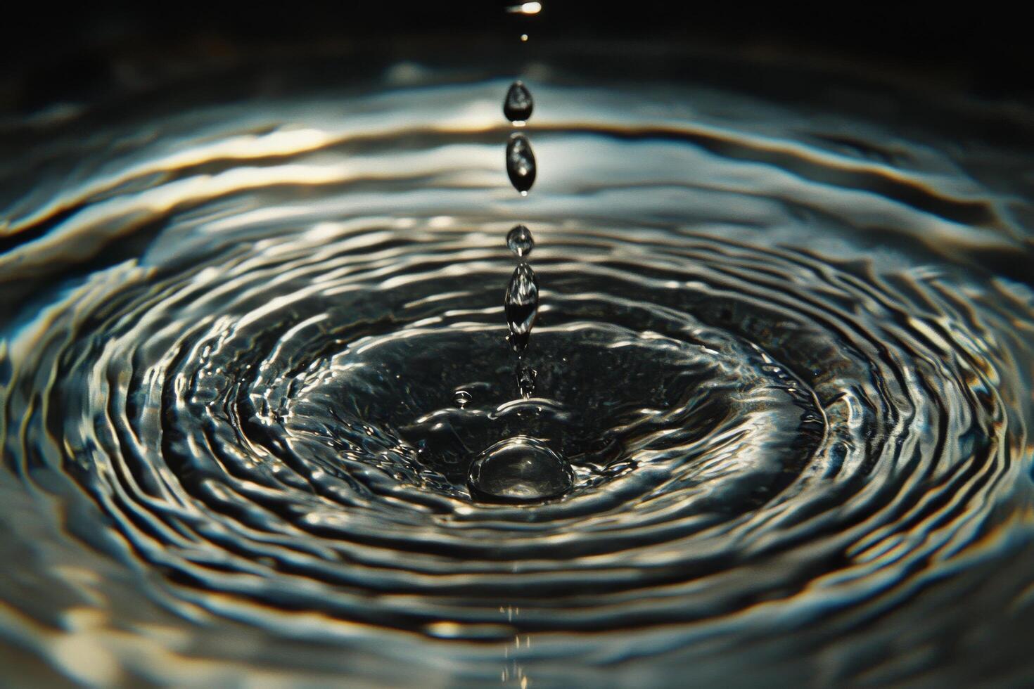 Water droplets creating ripples in a calm pond on a serene afternoon photo