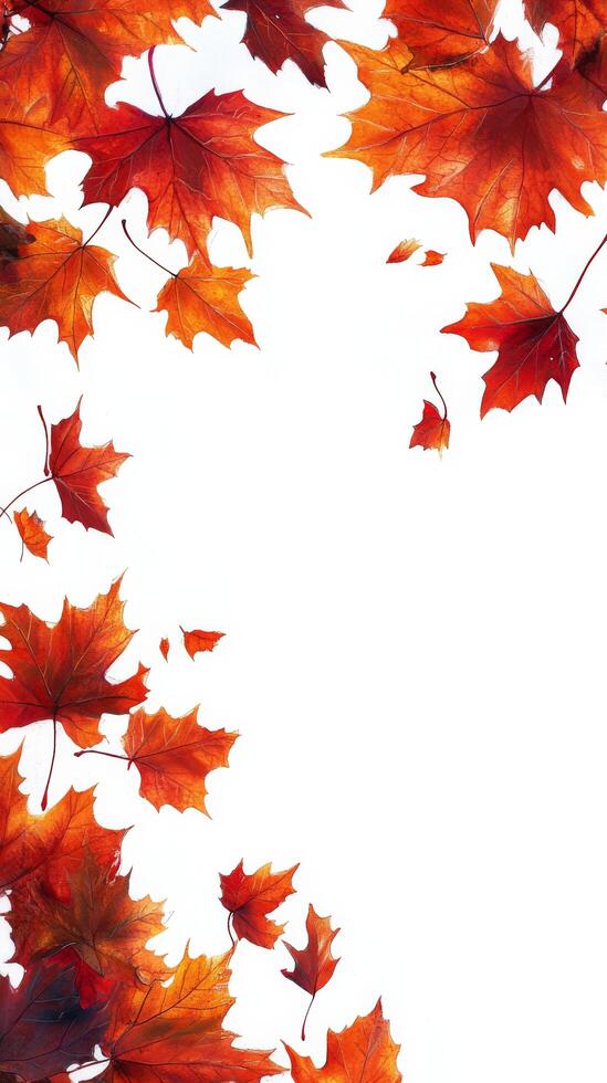 Vibrant orange maple leaves glowing under soft sunlight in autumn photo