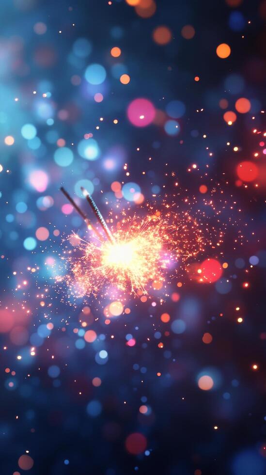 A mesmerizing display of colorful bokeh lights illuminates a dark background photo