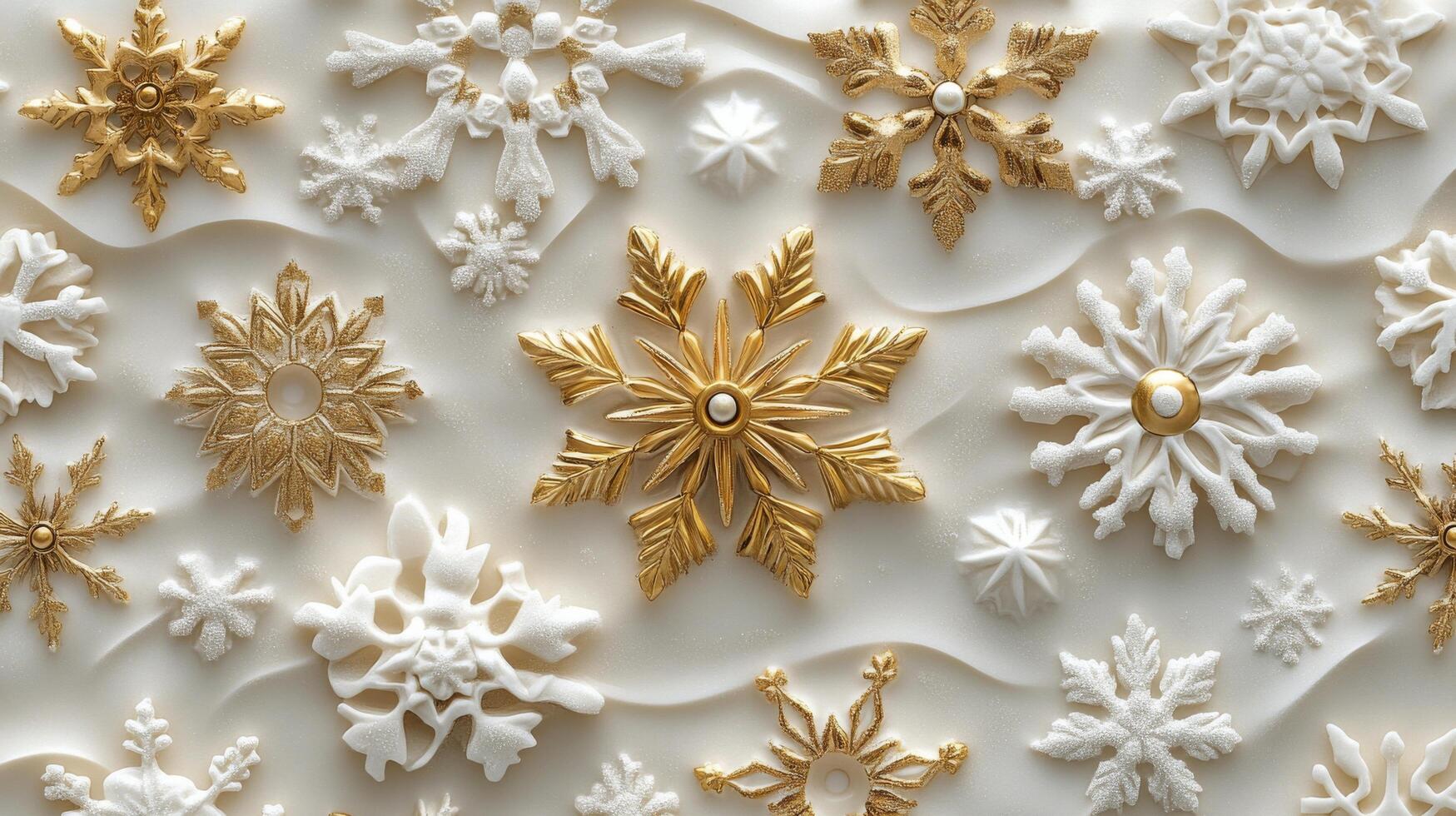 A diverse collection of intricately designed snowflakes on a white background during winter photo