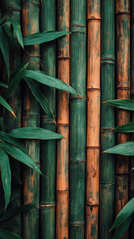 Detailed view of bamboo stalks in a natural setting during daylight hours photo
