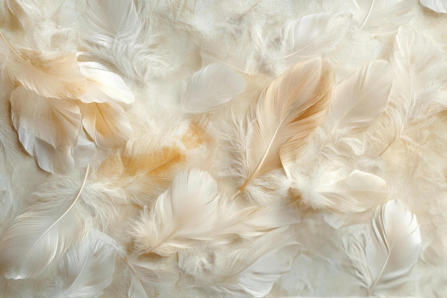 Soft ivory feathers layered delicately on a muted background creating a serene visual effect photo