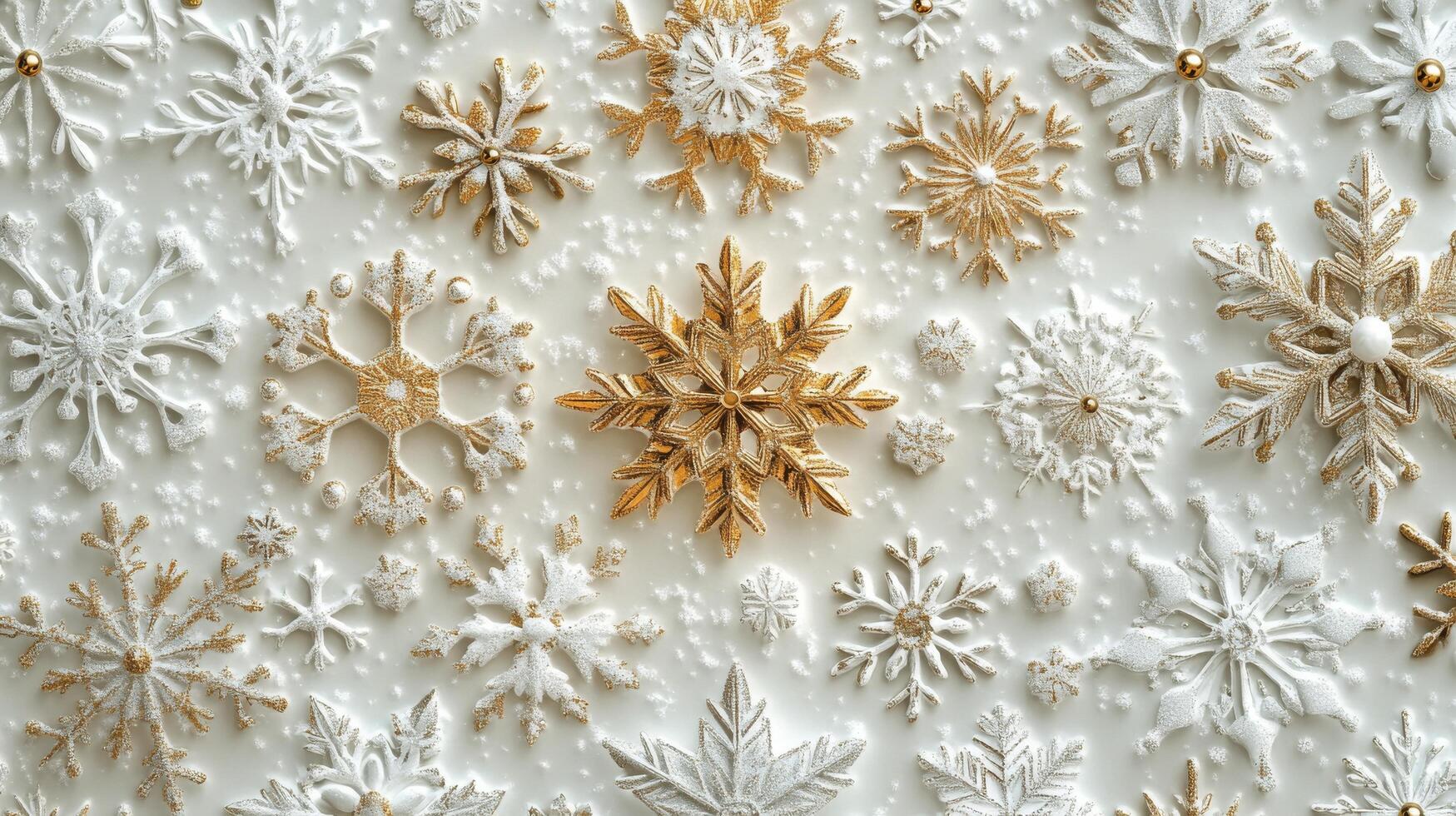 A diverse collection of intricately designed snowflakes on a white background during winter photo