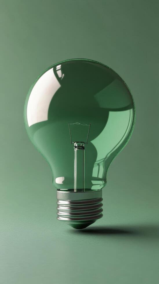 Unique green light bulb showcasing a vintage filament design against a muted background photo