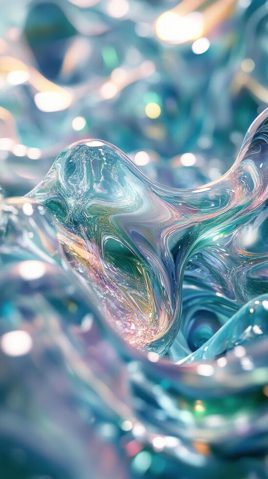 Colorful abstract patterns of bubbles and liquid elements captured in bright light photo