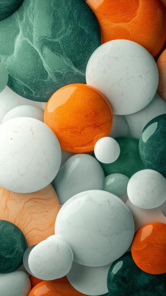 Colorful pebbles in a unique pattern fill the surface of a garden pathway during sunny daylight photo