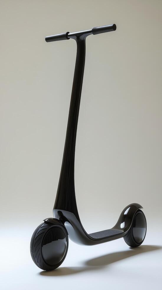 A modern black electric scooter on a plain background designed for urban commuting and leisure photo