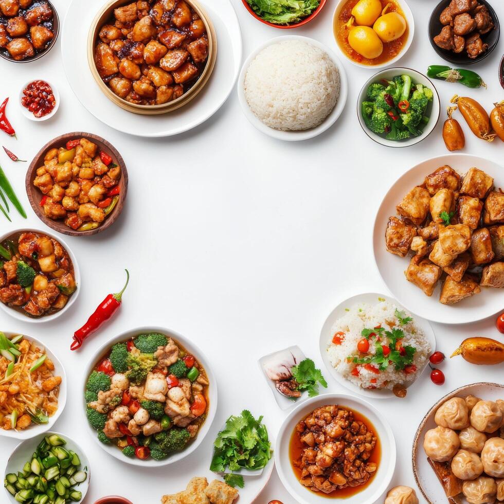 Variety of dim sum dishes arranged beautifully on a table for a delightful dining experience photo