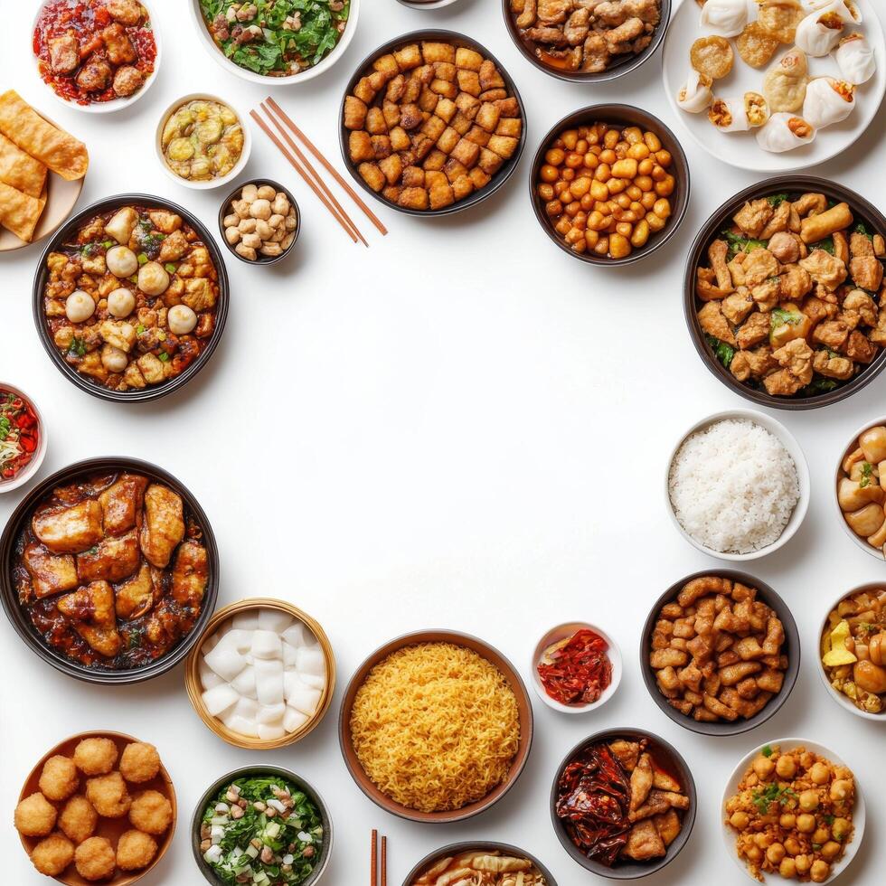 Variety of dim sum dishes arranged beautifully on a table for a delightful dining experience photo