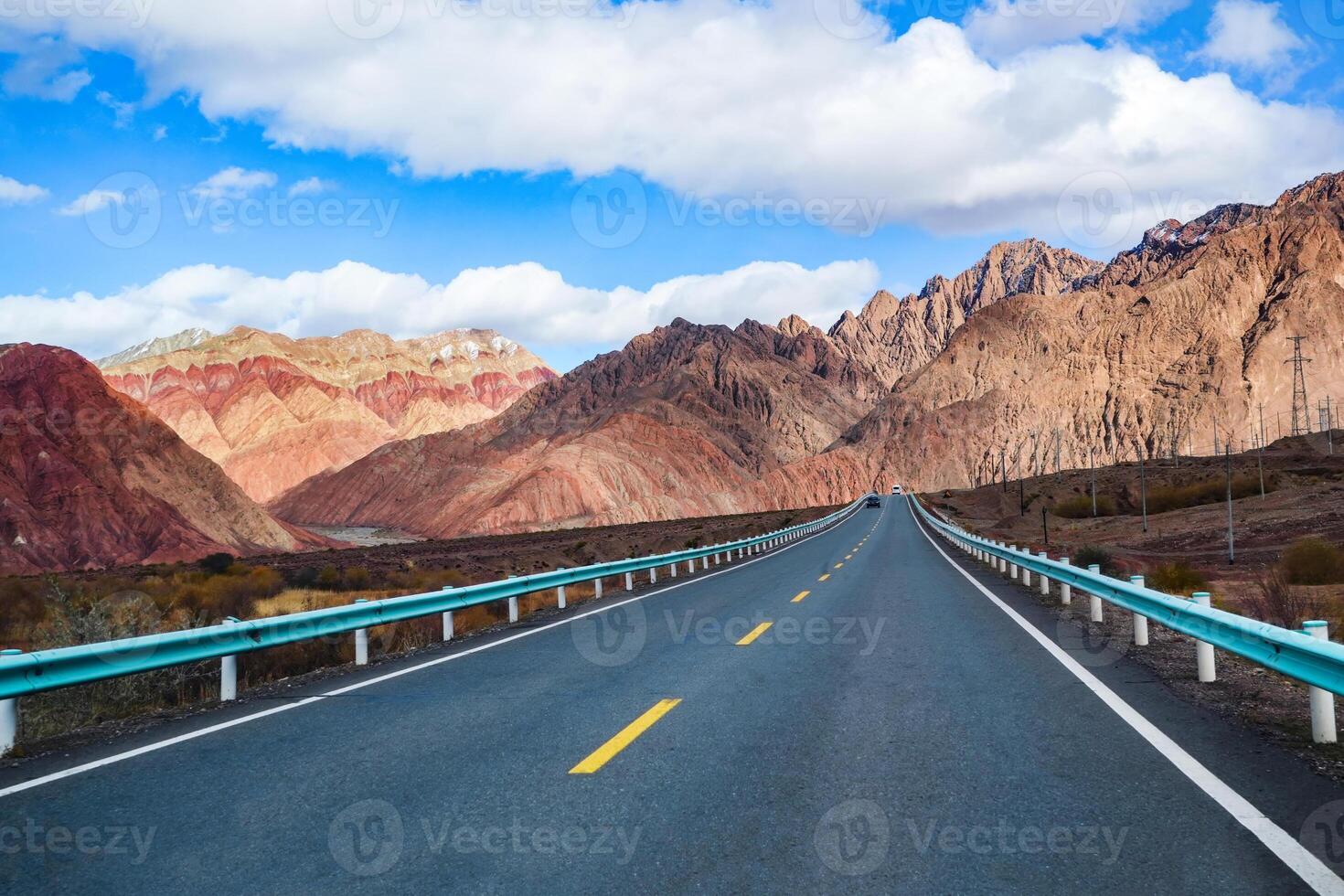 Natural landscape views alongside the road in Western Xinjiang, China photo