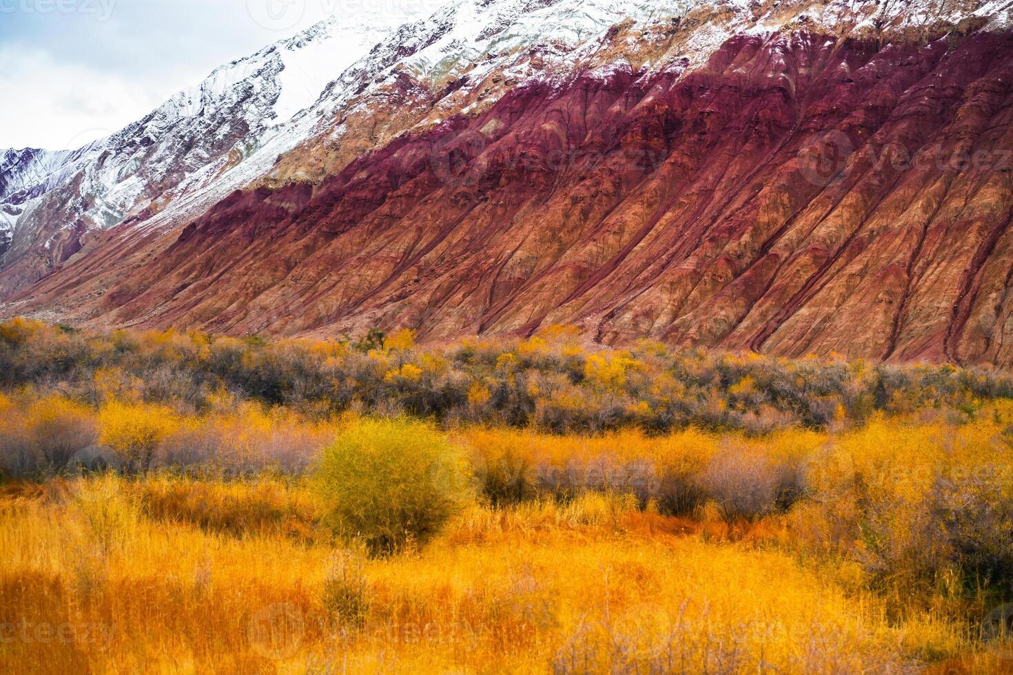 Natural landscape views alongside the road in Western Xinjiang, China photo