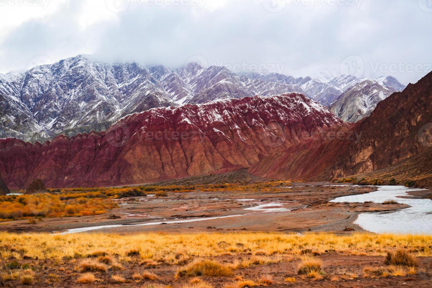 Natural landscape views alongside the road in Western Xinjiang, China photo