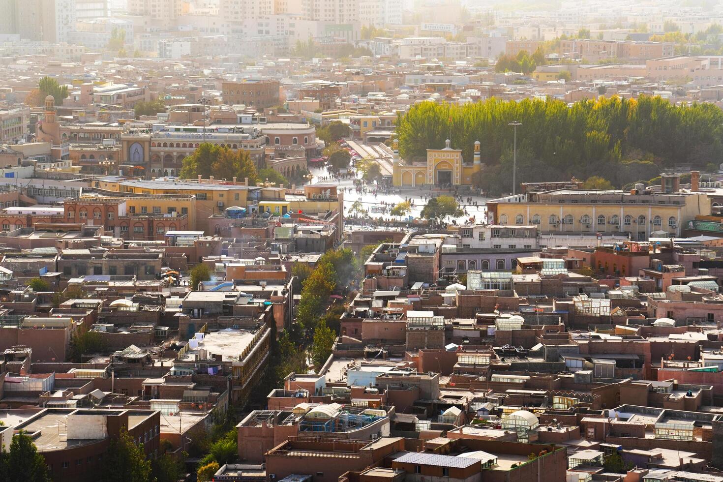 Kashgar, China-OCT, 25, 2024 - Aerial cityscape of Kashgar Old City in Xinjiang, western China. It is one of the oldest continuously inhabited cities in the world. photo