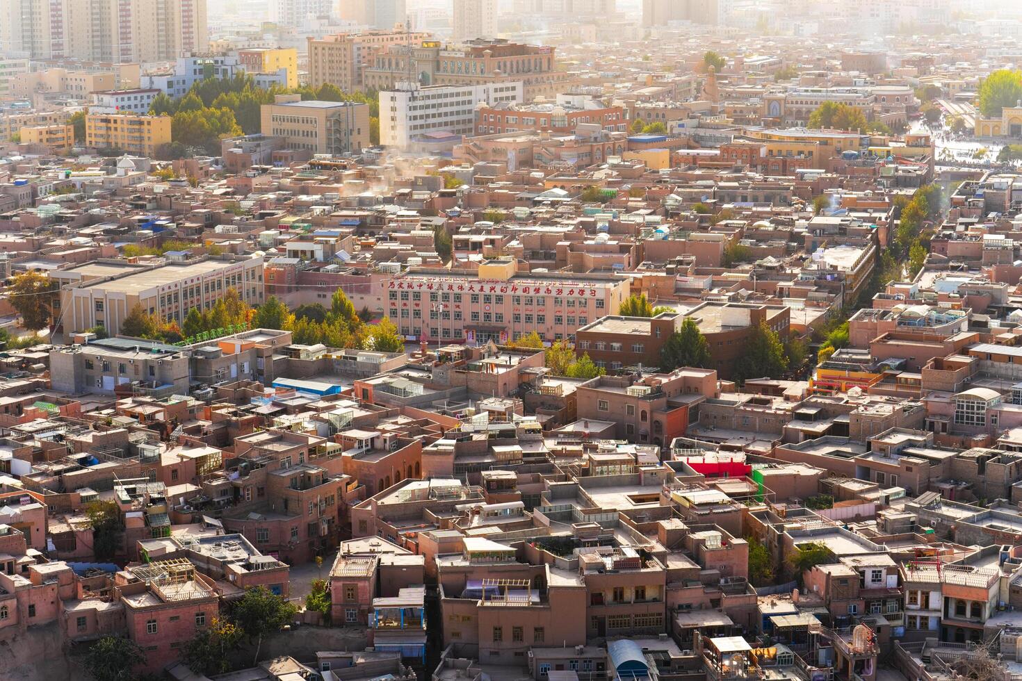 Kashgar, China-OCT, 25, 2024 - Aerial cityscape of Kashgar Old City in Xinjiang, western China. It is one of the oldest continuously inhabited cities in the world. photo