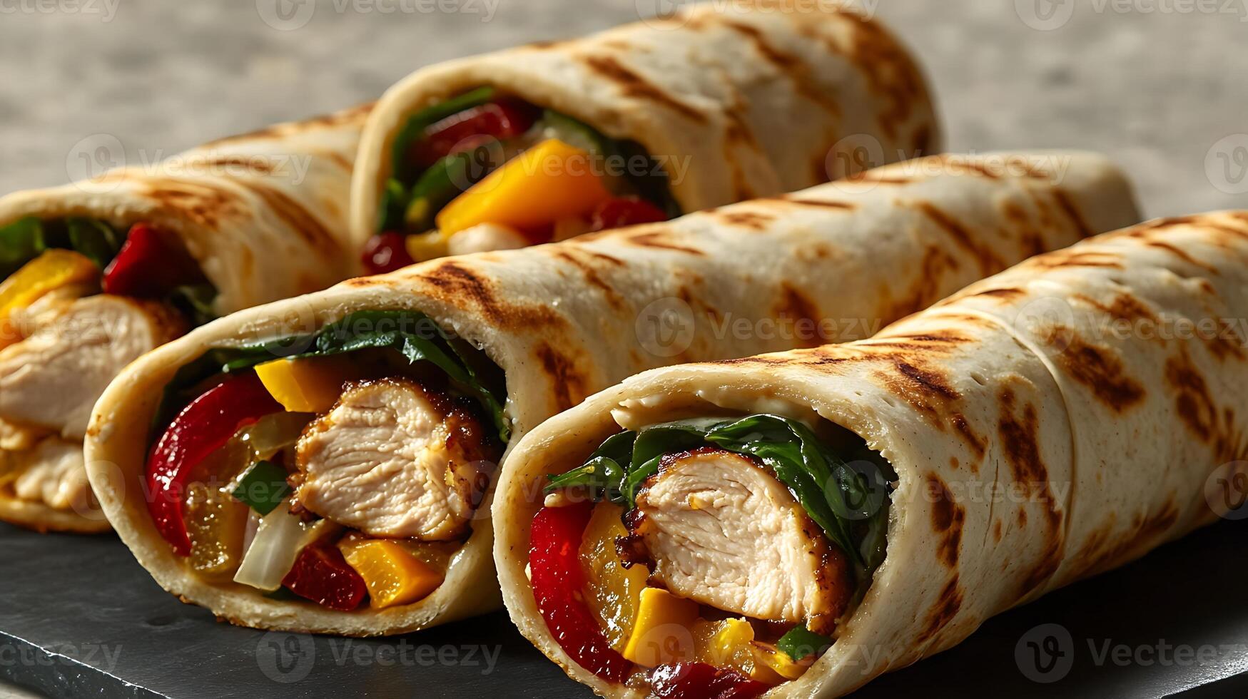 Photorealistic Shawarma Wrap Slices with Fresh Herbs photo