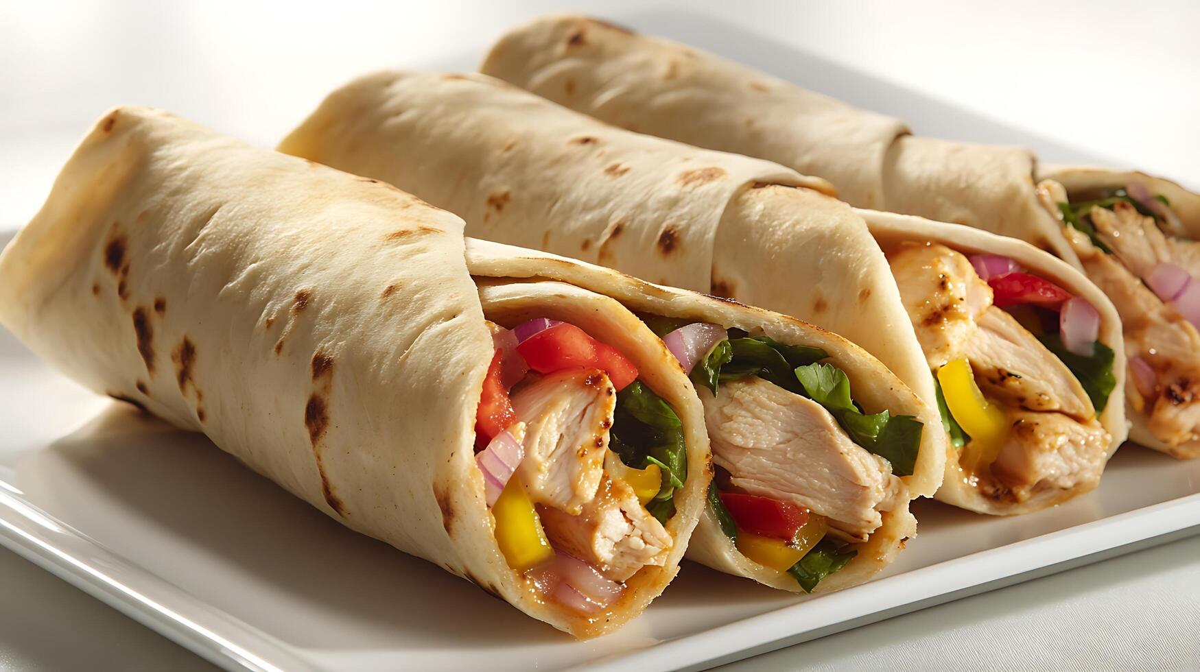 Close-Up Shawarma Wrap with Crispy Chicken and Herb photo