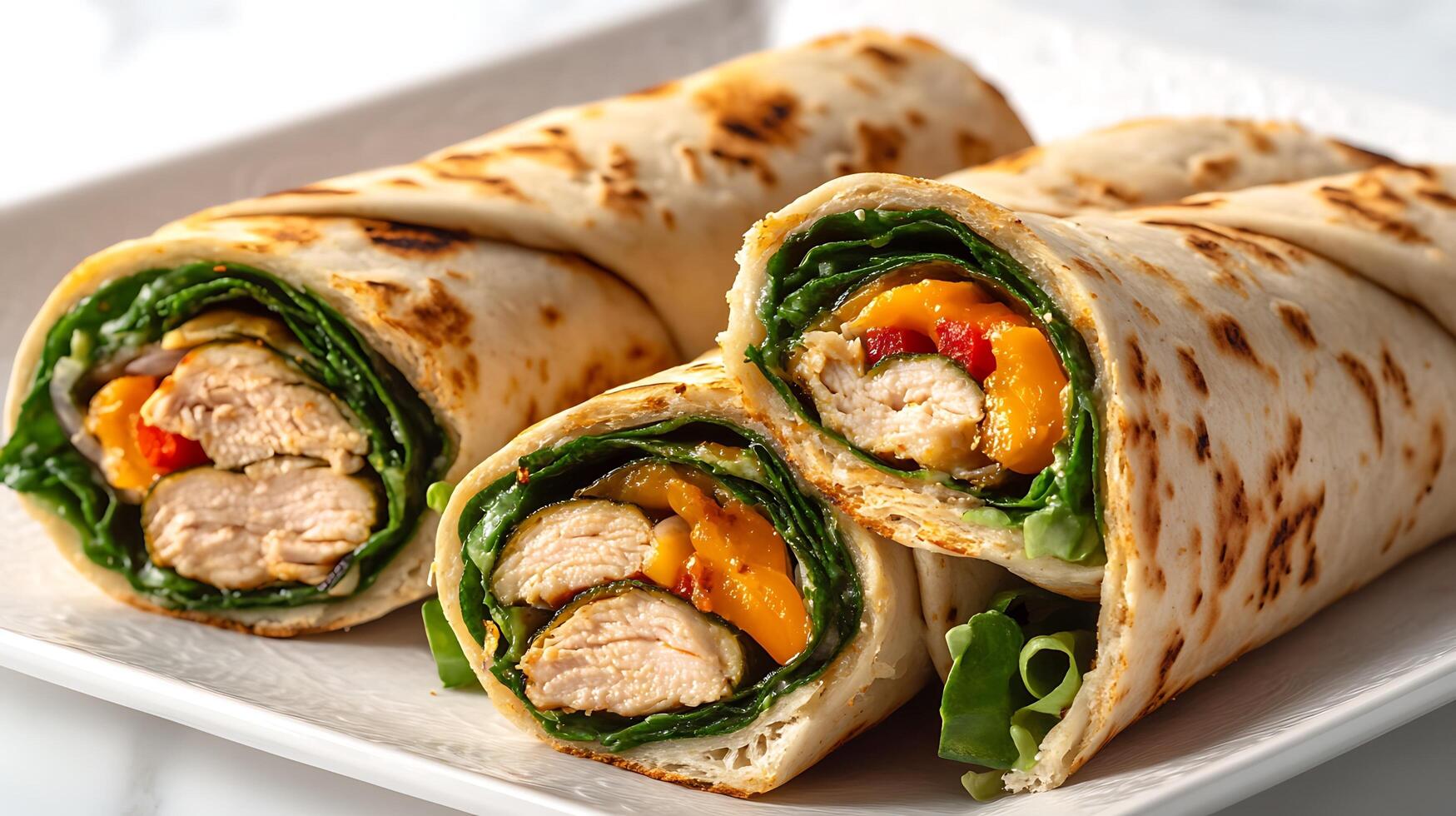 Elegant Shawarma Wrap Slices with Crispy Chicken photo