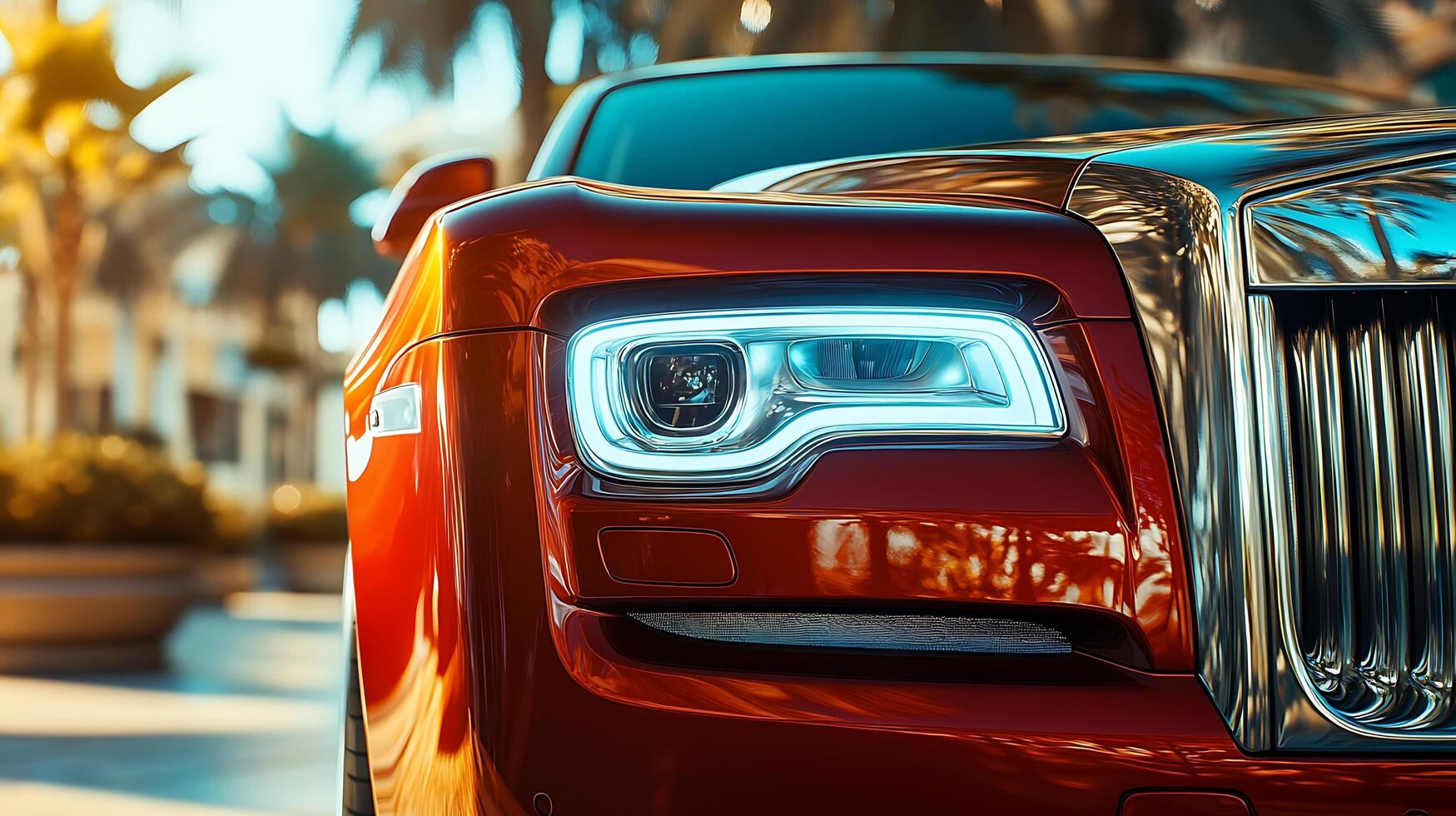 Detailed front view of a high-performance car headlight illuminating the road ahead photo