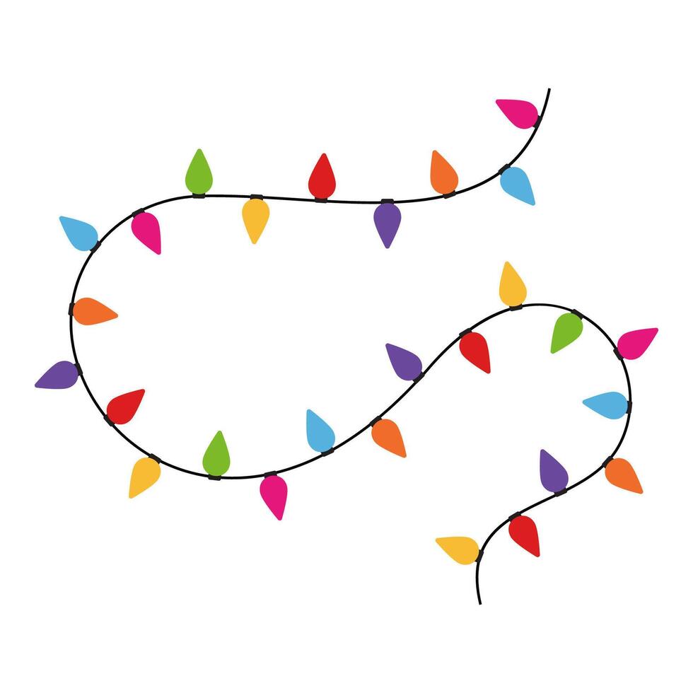 New Year party elements featuring colorful Christmas decorations and lights vector