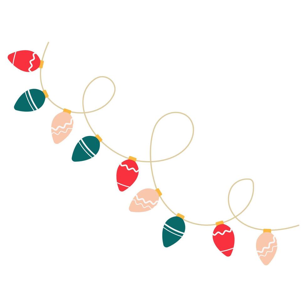 Vibrant Christmas and New Year decorations with glowing light designs vector