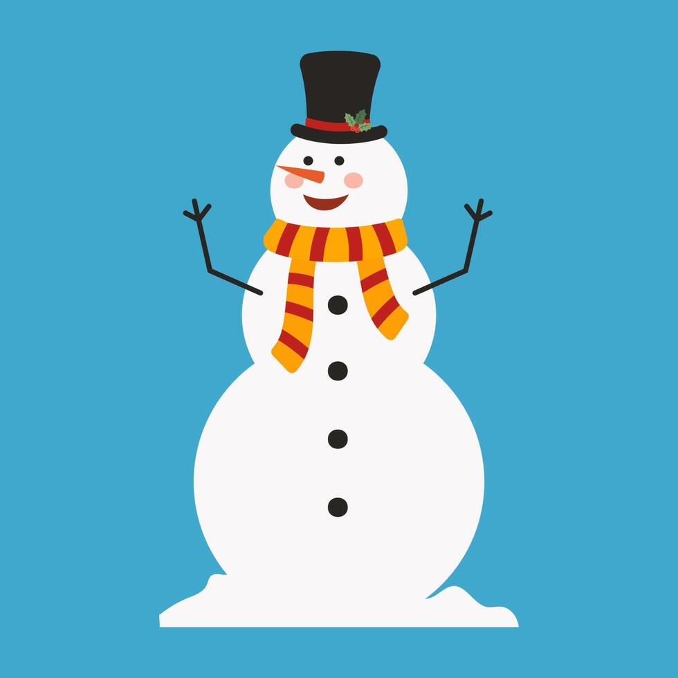 Cute Snowmen with Winter and Holiday Decorations. Christmas and Happy New Year Element. vector