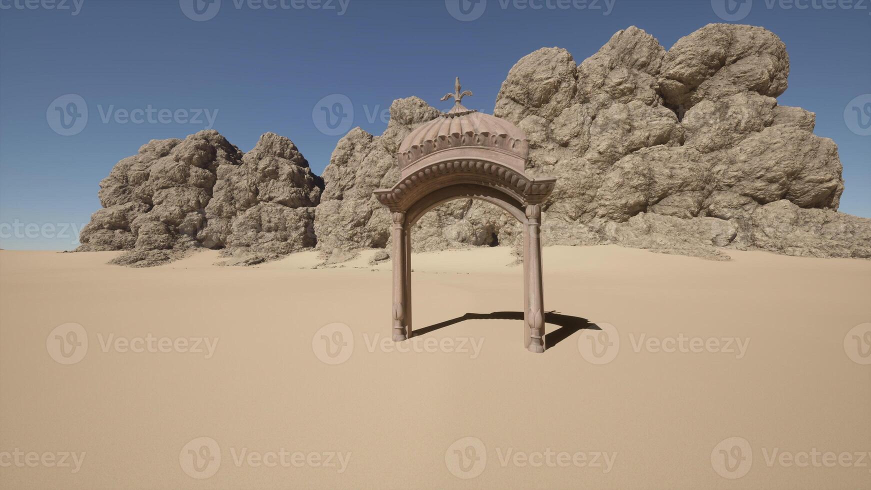 A small arch in the middle of a desert photo