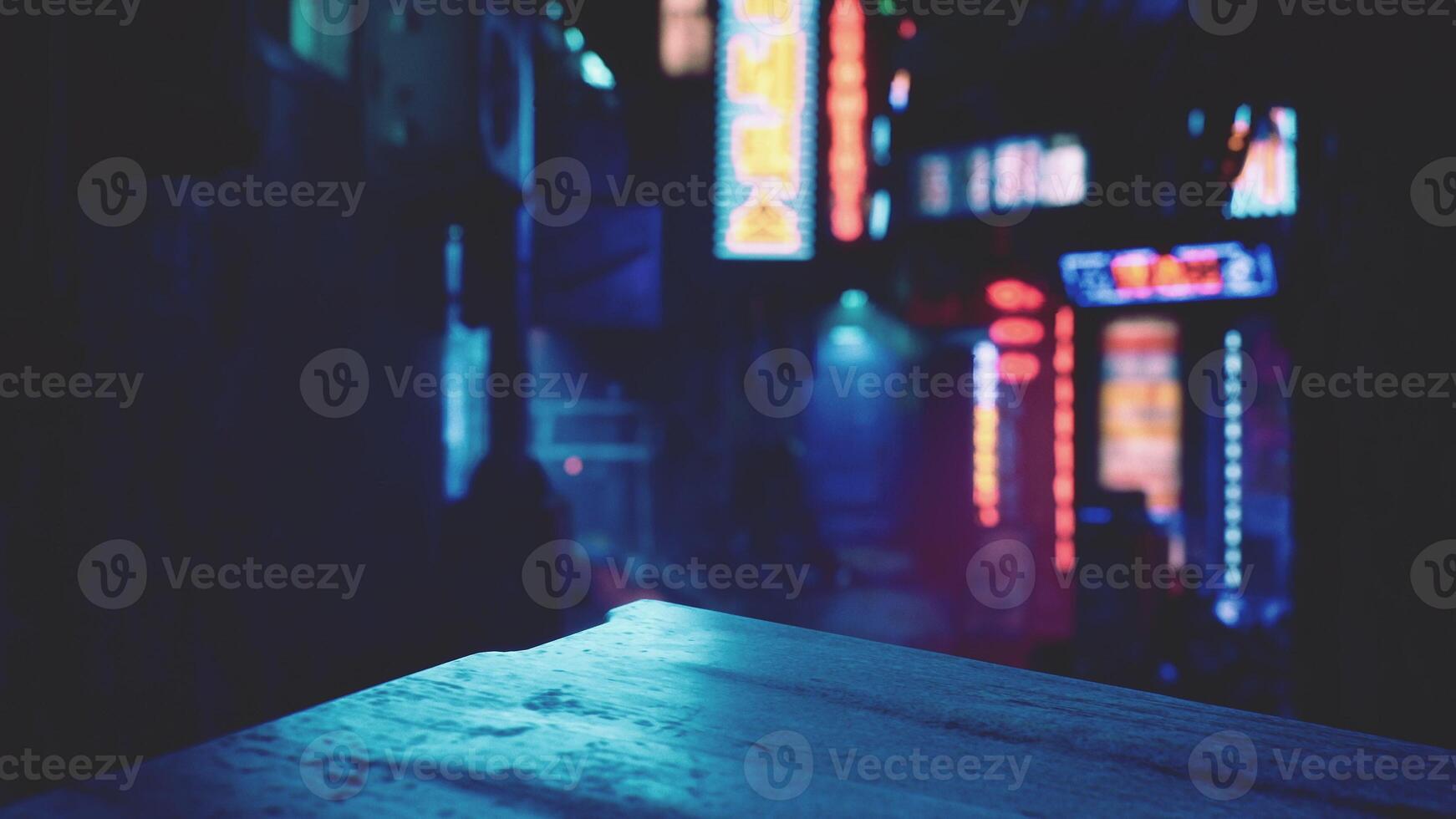 asian town with Neon light from billboards and advertisement in nightlife photo