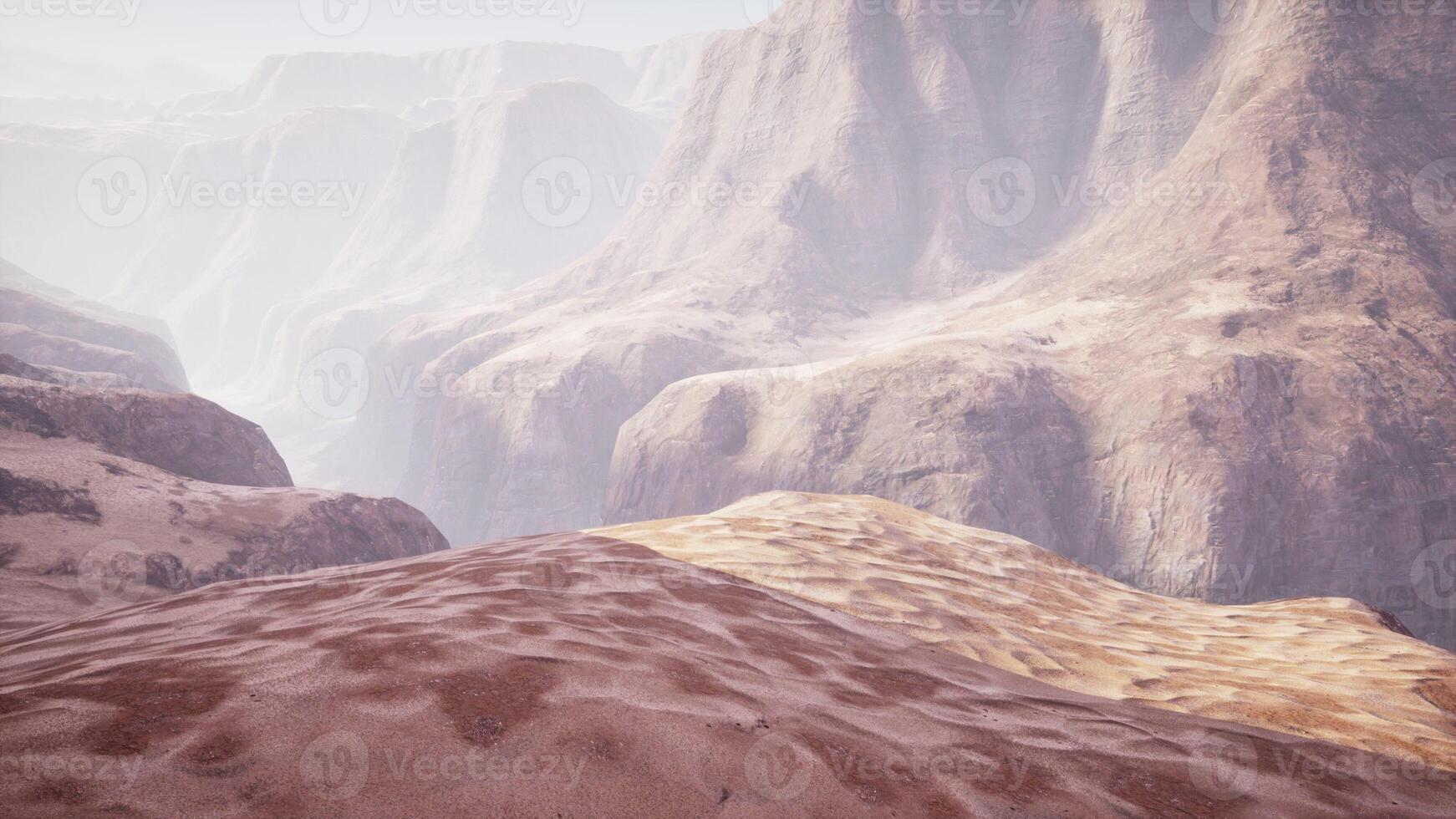 A breathtaking desert landscape with majestic mountains in the distance photo